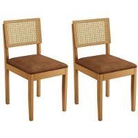 Conjunto 2 Cadeiras Jade 03 Com Rattan Verona Marrom Pés Em Madeira Jcm - 1