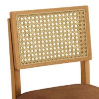 Conjunto 2 Cadeiras Jade 03 Com Rattan Verona Marrom Pés Em Madeira Jcm - 7