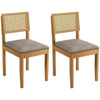 Conjunto 2 Cadeiras Jade 03 Com Rattan Verona Grafite Pés Em Madeira Jcm - 1