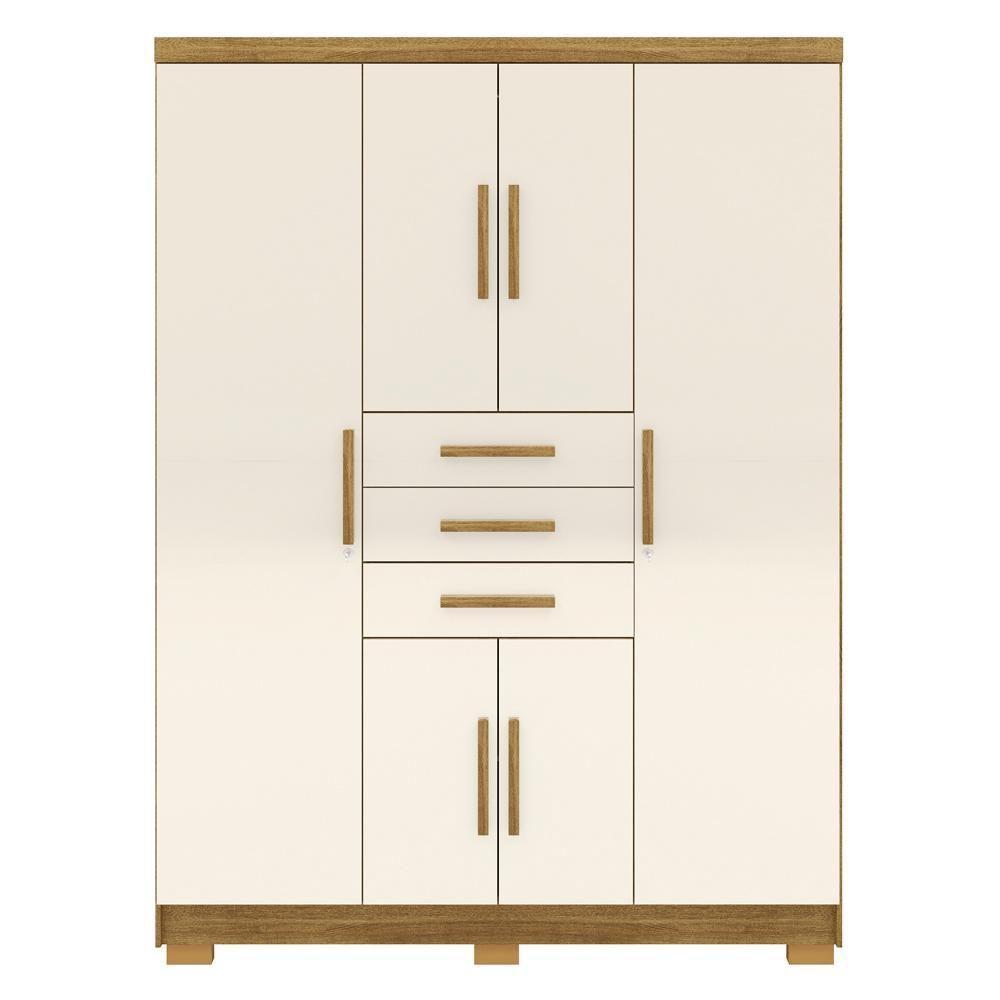 Guarda Roupa Casal 151 Cm 6 Portas 3 Gavetas 10020 Vlr Nature Champanhe - 1