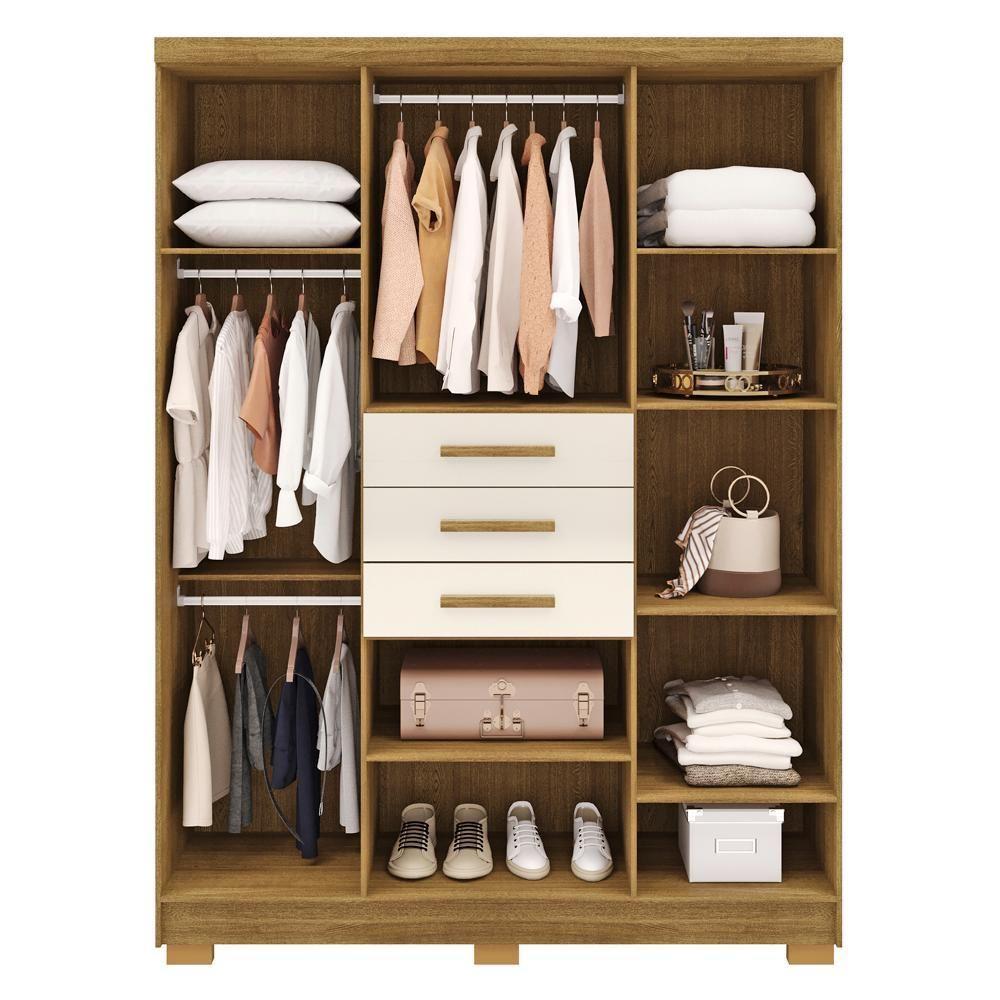 Guarda Roupa Casal 151 Cm 6 Portas 3 Gavetas 10020 Vlr Nature Champanhe - 8