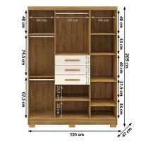 Guarda Roupa Casal 151 Cm 6 Portas 3 Gavetas 10020 Vlr Nature Champanhe - 7