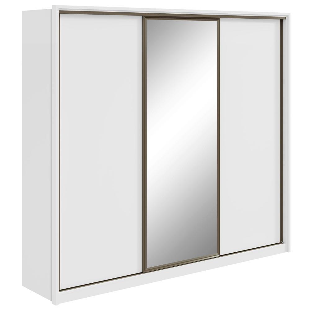 Guarda-roupa Casal 100% Mdf 3 Portas 6 Gavetas Vitta 2,70 Glass Branco - 2