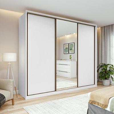 Guarda-roupa Casal 100% Mdf 3 Portas 6 Gavetas Vitta 2,70 Glass Branco
