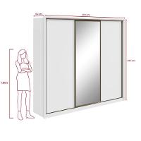 Guarda-roupa Casal 100% Mdf 3 Portas 6 Gavetas Vitta 2,70 Glass Branco - 3