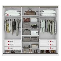 Guarda-roupa Casal 100% Mdf 3 Portas 6 Gavetas Vitta 2,70 Glass Branco