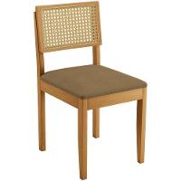 Conjunto 2 Cadeiras Jade 03 Com Rattan Linho Marrom Pés Em Madeira Jcm - 5