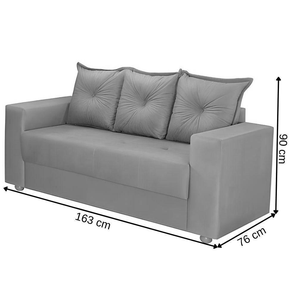 Conjunto Sofá 2 E 3 Lugares Palermo Veludo Marrom - 3