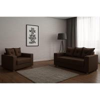 Conjunto Sofá 2 E 3 Lugares Palermo Veludo Marrom - 2