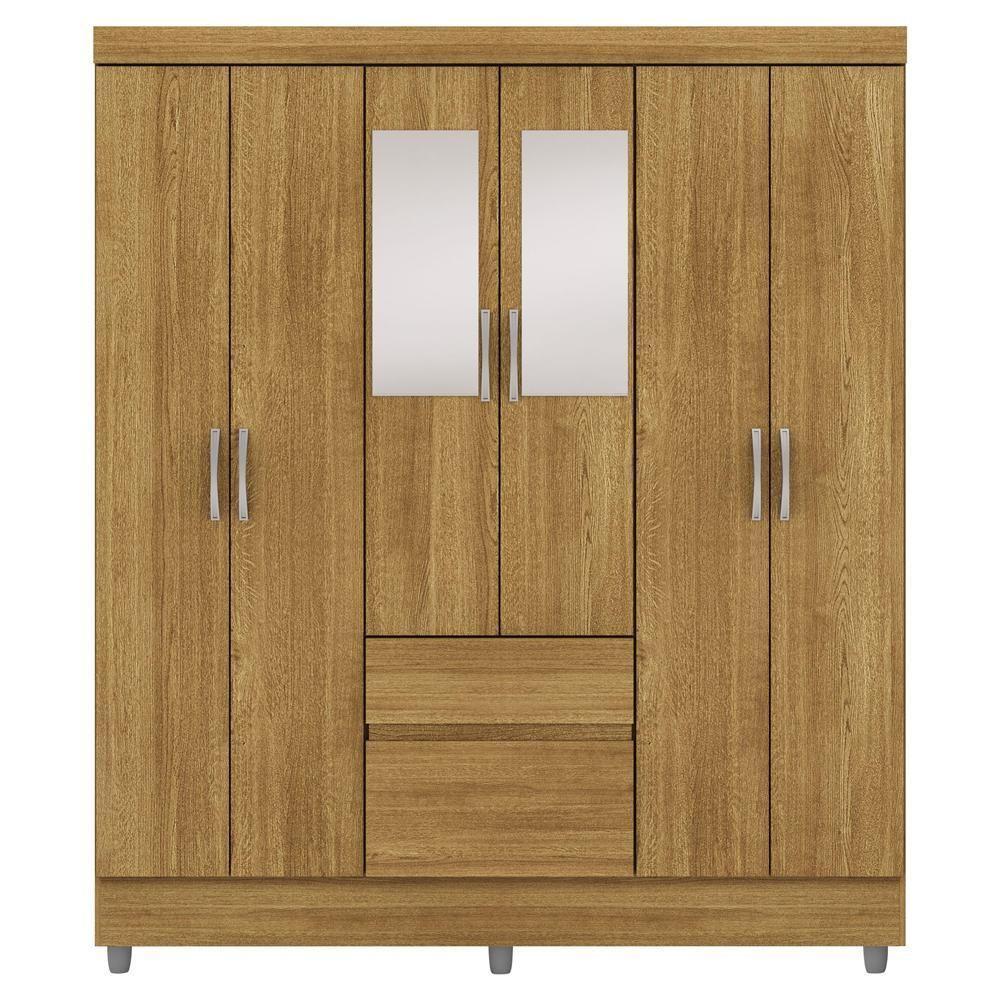Guarda Roupa Casal 6 Portas 2 Gavetas Espelho 153 Cm Vlr Nature - 1