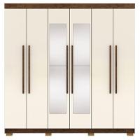 Guarda Roupa Casal 6 Portas 2 Gavetas Espelho 218 Cm Vlr Imbuia Champanhe - 1