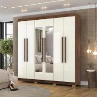 Guarda Roupa Casal 6 Portas 2 Gavetas Espelho 218 Cm Vlr Imbuia Champanhe - 3