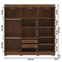 Guarda Roupa Casal 6 Portas 2 Gavetas Espelho 218 Cm Vlr Imbuia Champanhe - 6