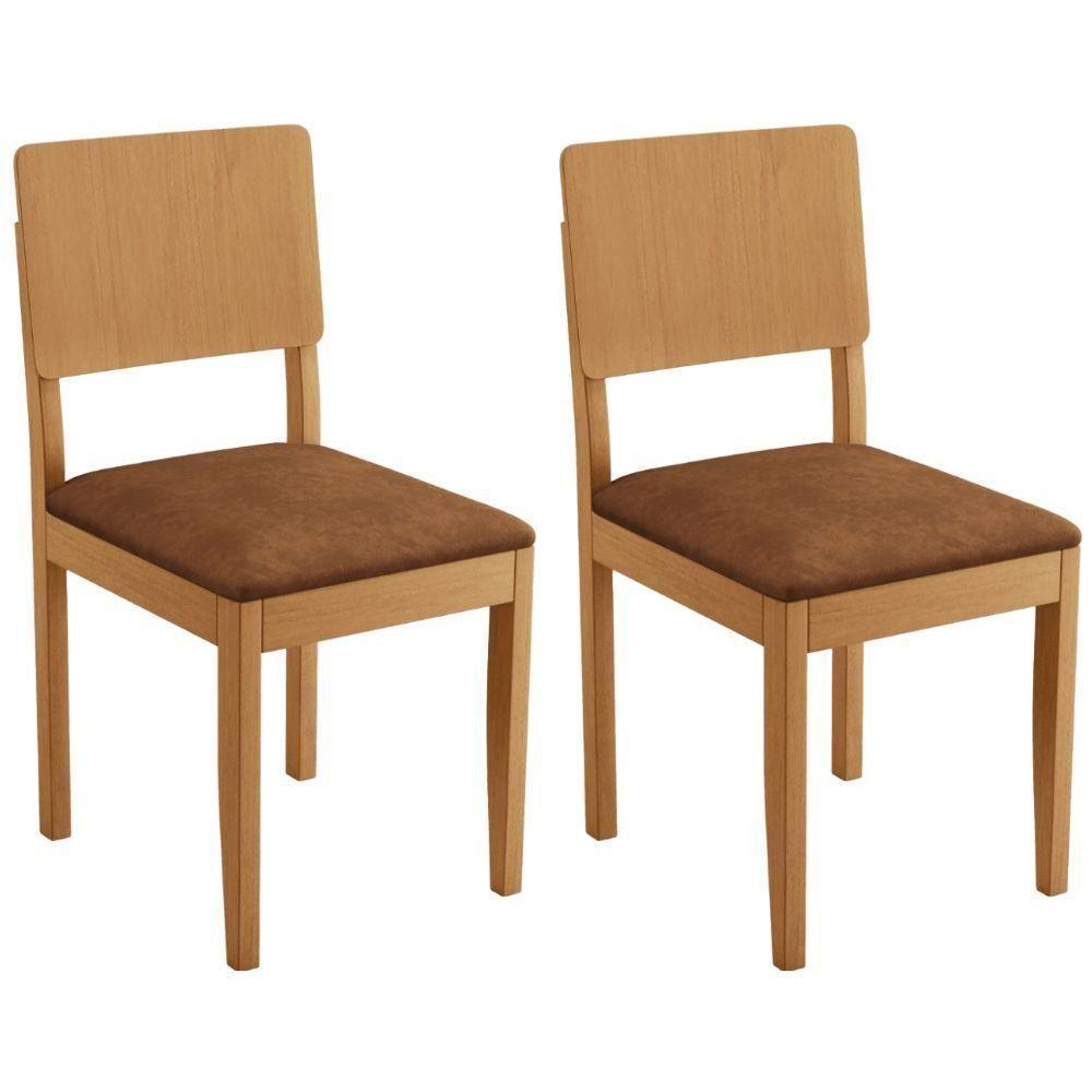 Conjunto 2 Cadeiras Jade 01 Verona Marrom Pés Em Madeira Jcm - 1