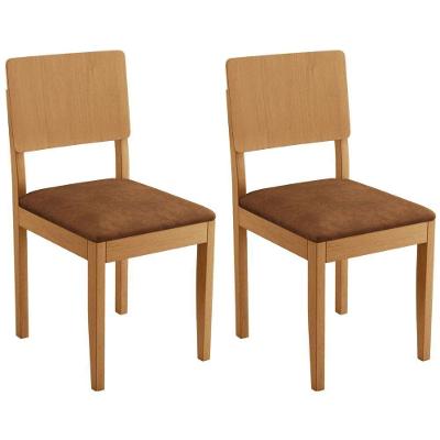Conjunto 2 Cadeiras Jade 01 Verona Marrom Pés Em Madeira Jcm