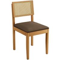 Conjunto 2 Cadeiras Jade 03 Com Rattan Veludo Marrom Pés Em Madeira Jcm - 5