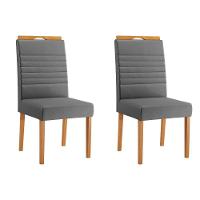 Conjunto 2 Cadeiras Horizonte Veludo Cinza Pés Em Madeira Jcm - 1