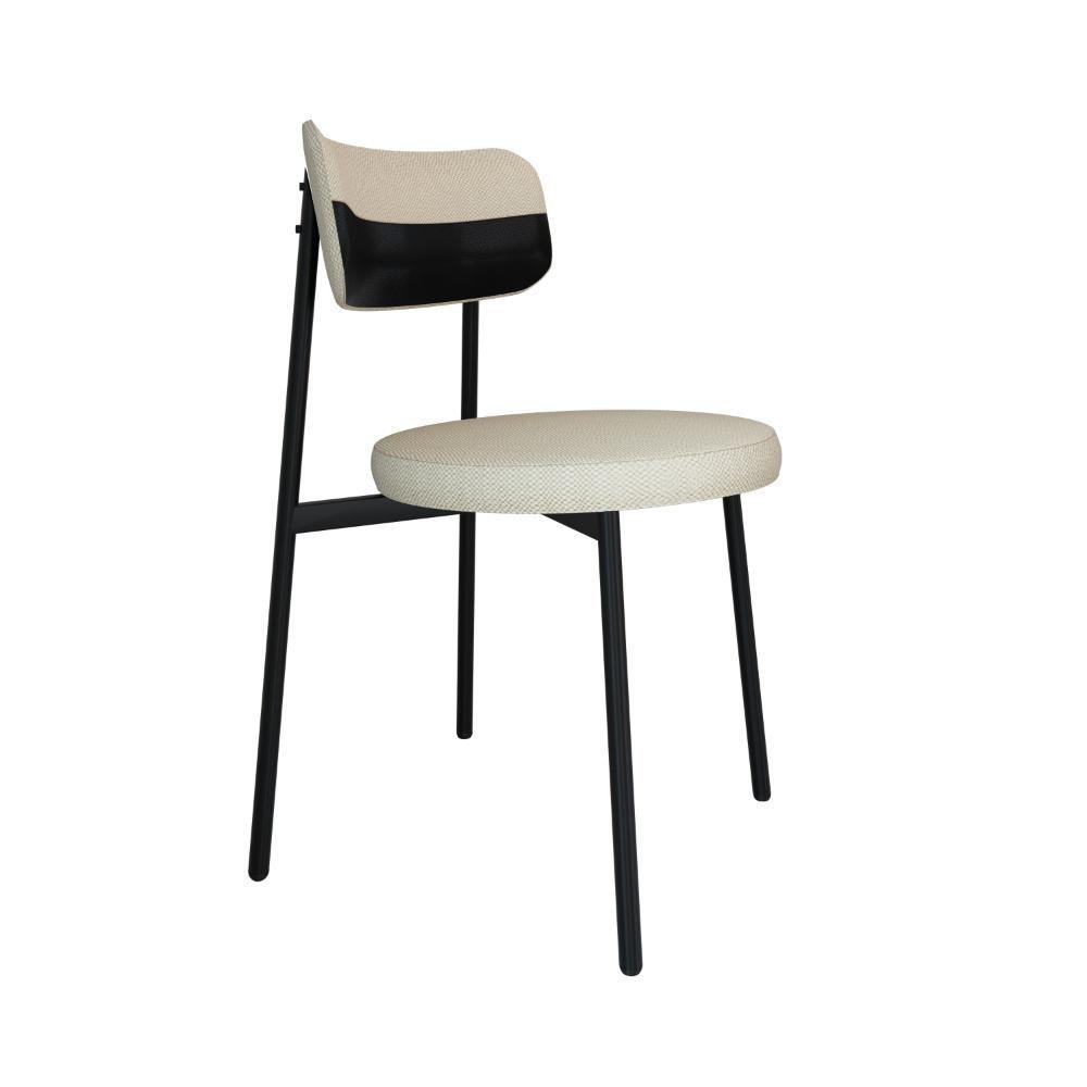 Cadeira Kyta Fixa C-4 Pés 50 X 44,7 X 83,8 Cm. Corriente Areia-courino Preto Corriente Areia-courino Preto - 1