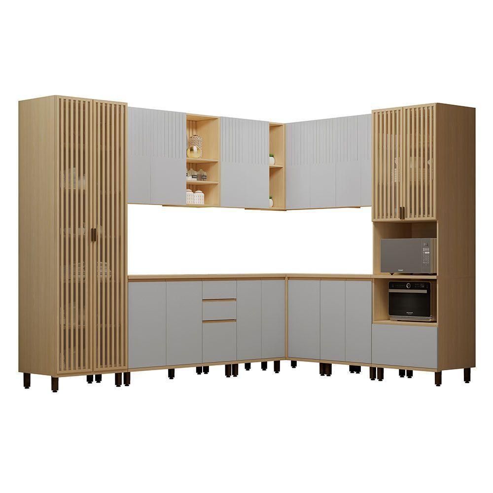 Cozinha Completa 10 Pçs Espaço Micro-ondas E Tampo 528cm Carvalho/cinza Cristal - 2