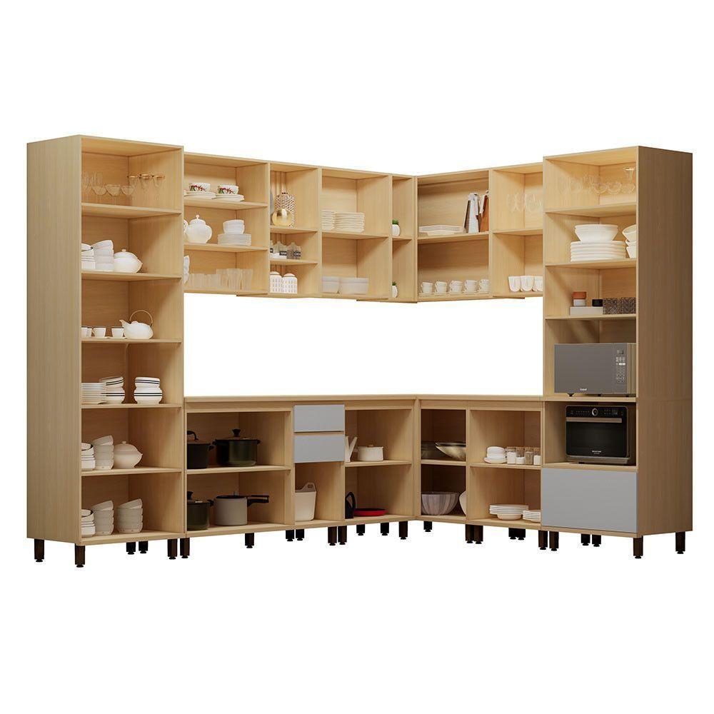 Cozinha Completa 10 Pçs Espaço Micro-ondas E Tampo 528cm Carvalho/cinza Cristal - 3