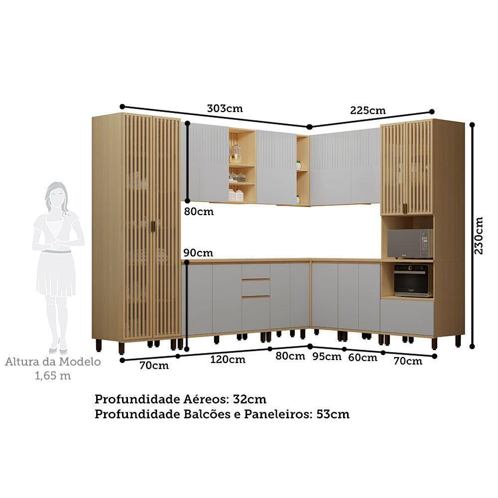 Cozinha Completa 10 Pçs Espaço Micro-ondas E Tampo 528cm Carvalho/cinza Cristal - 4