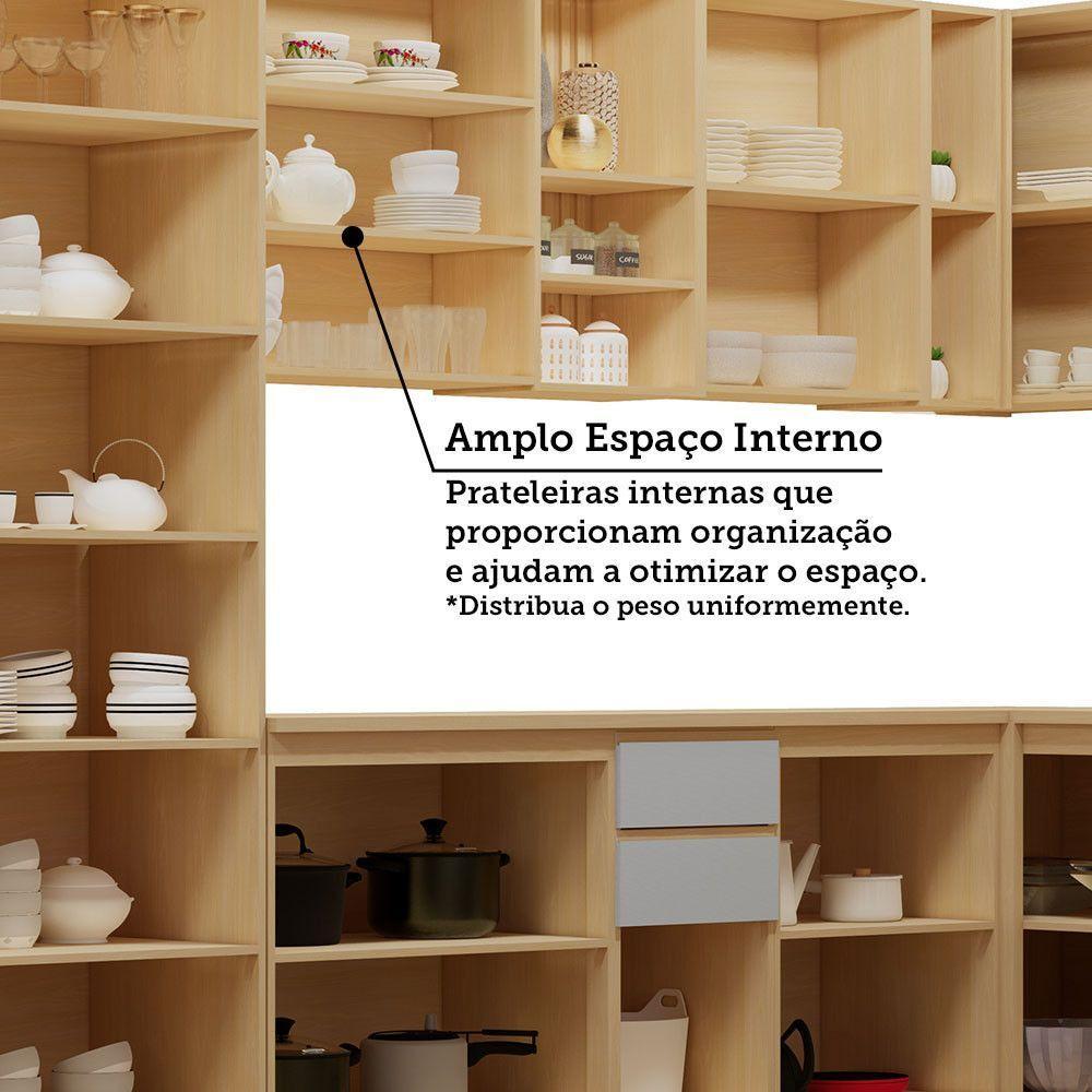 Cozinha Completa 10 Pçs Espaço Micro-ondas E Tampo 528cm Carvalho/cinza Cristal - 10