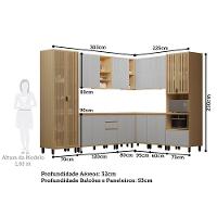 Cozinha Completa 10 Pçs Espaço Micro-ondas E Tampo 528cm Carvalho/cinza Cristal