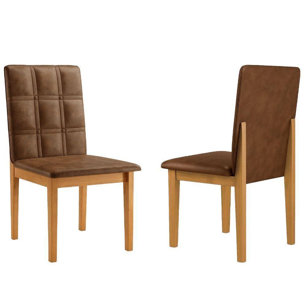 Conjunto 2 Cadeiras ágata Verona Marrom Com Botões Pés Em Madeira Jcm - 4