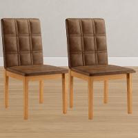 Conjunto 2 Cadeiras ágata Verona Marrom Com Botões Pés Em Madeira Jcm - 2