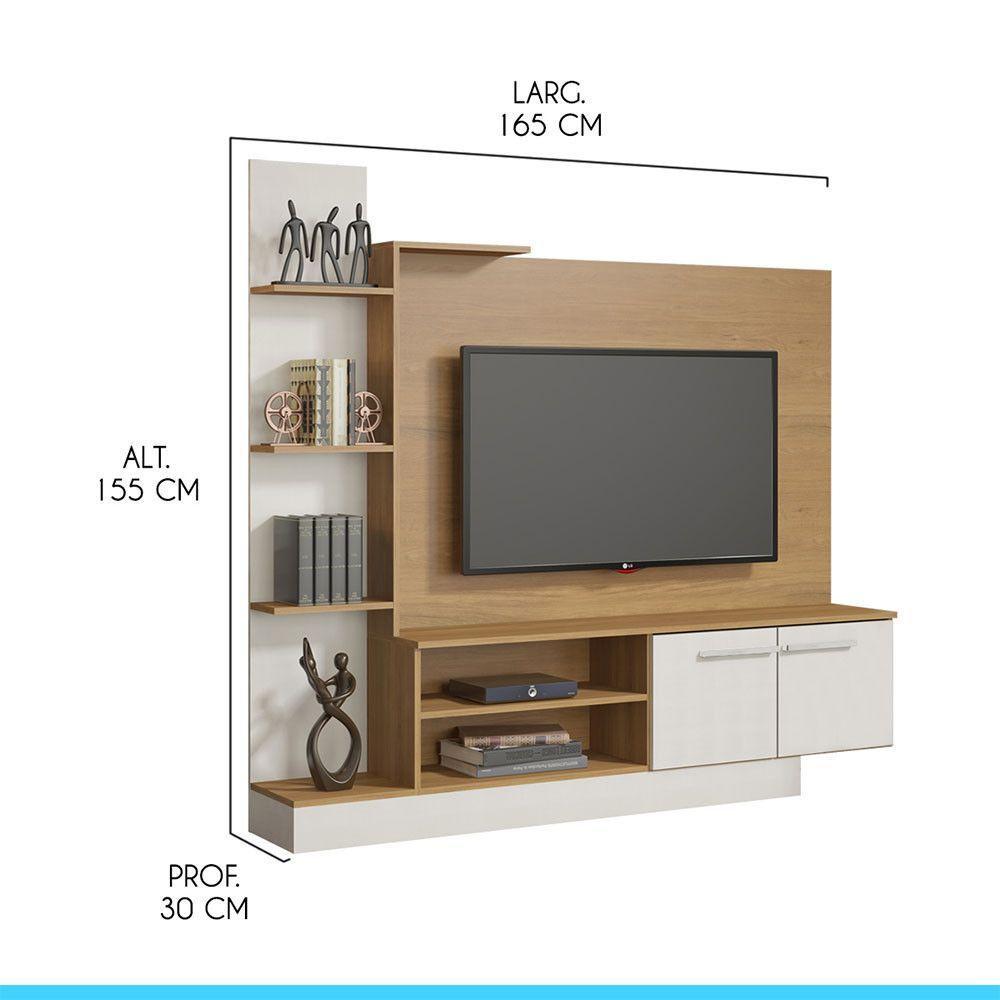Estante Home Para Tv 50 Polegadas 165x155cm Mdp Menu Móveis Carvalho - 2