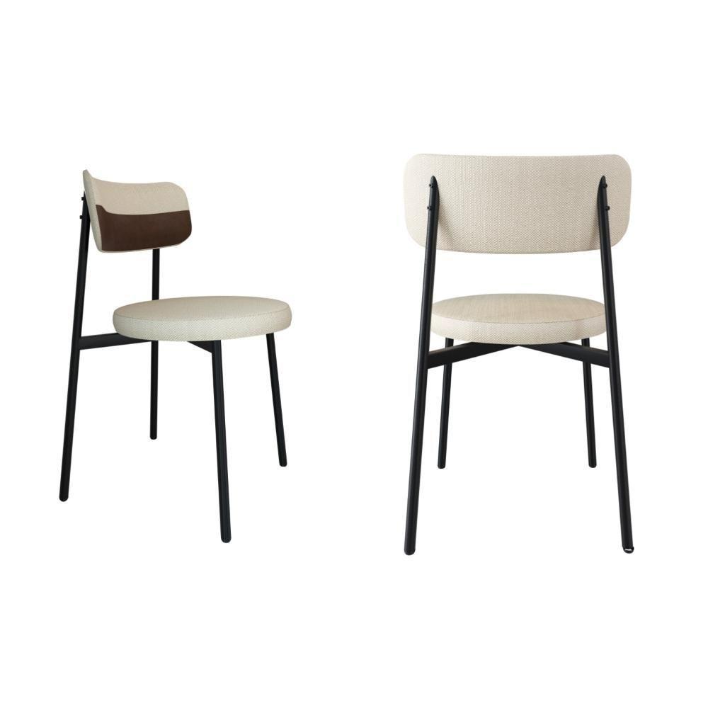 2 Unidades Cadeira Kyta Fixa C-4 Pés 50 X 44,7 X 83,8 Cm. Corriente Areiacourino Whisky Corriente Areia-courino Whisky - 1