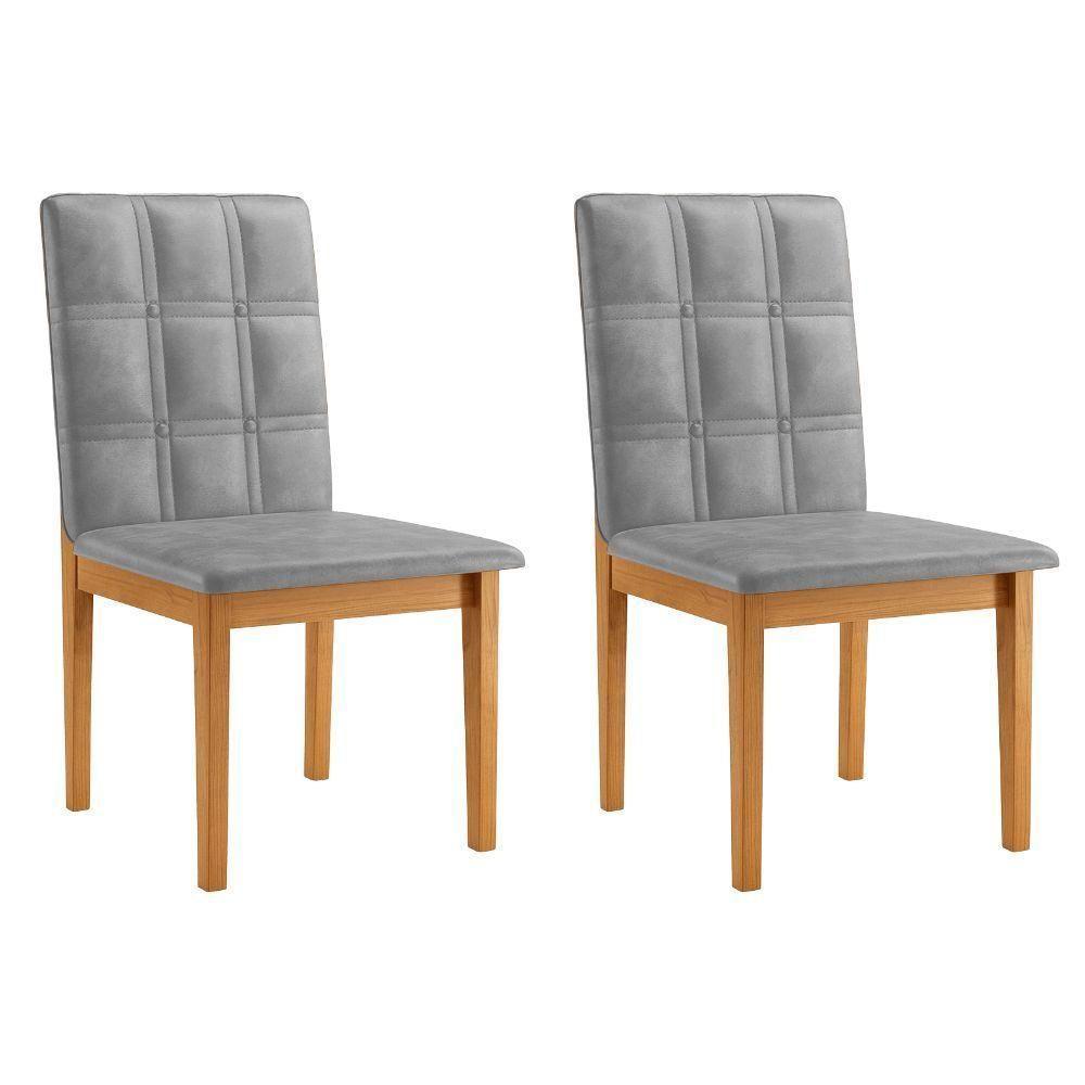 Conjunto 2 Cadeiras ágata Verona Grafite Com Botões Pés Em Madeira Jcm - 1