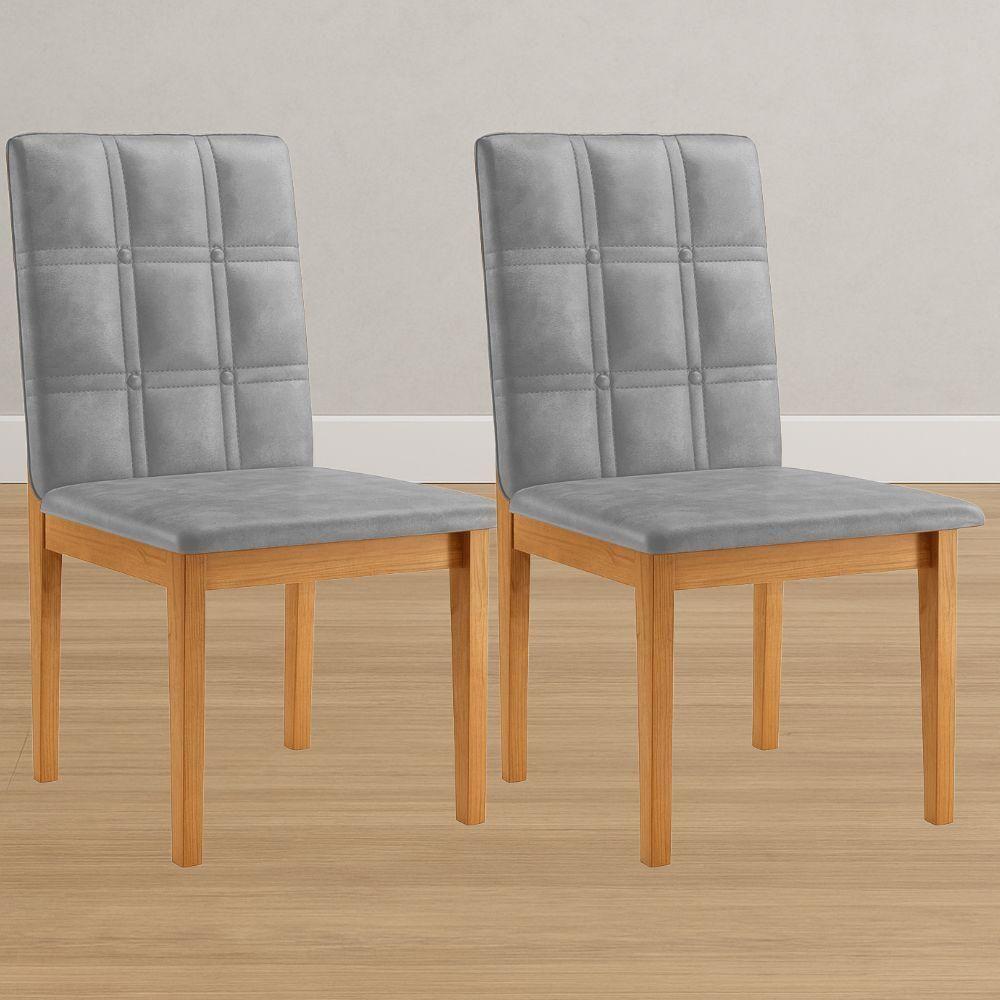 Conjunto 2 Cadeiras ágata Verona Grafite Com Botões Pés Em Madeira Jcm - 4