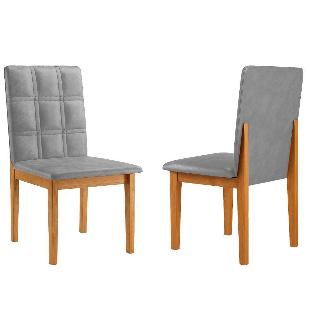 Conjunto 2 Cadeiras ágata Verona Grafite Com Botões Pés Em Madeira Jcm - 6