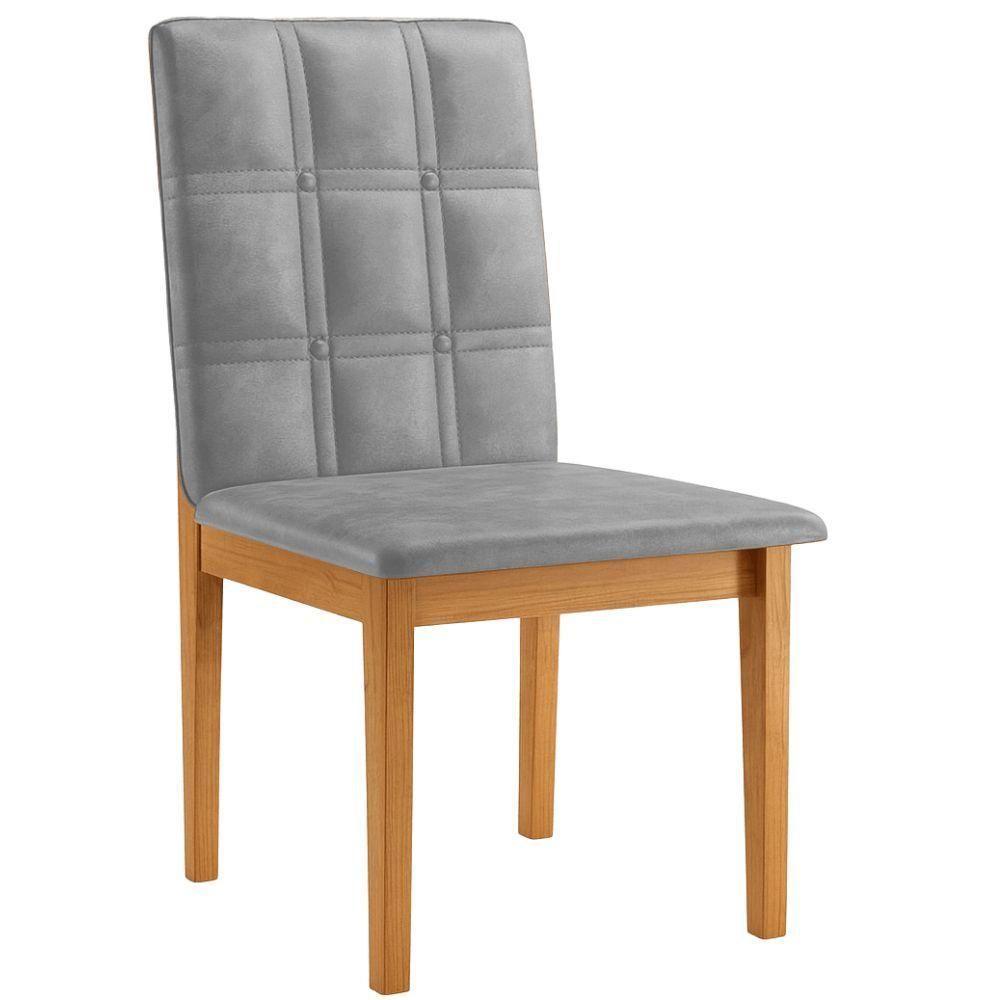 Conjunto 2 Cadeiras ágata Verona Grafite Com Botões Pés Em Madeira Jcm - 7