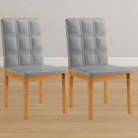 Conjunto 2 Cadeiras ágata Verona Grafite Com Botões Pés Em Madeira Jcm