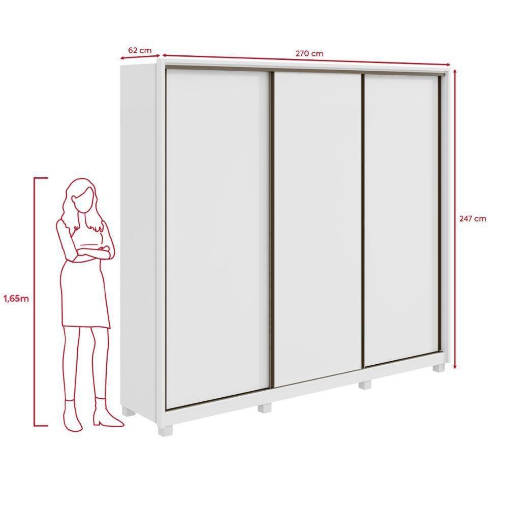 Guarda-roupa Casal 100% Mdf 3 Portas 6 Gavetas Vitta 2,70 Com Pés Branco - 2