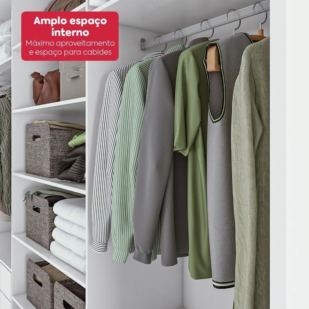 Guarda-roupa Casal 100% Mdf 3 Portas 6 Gavetas Vitta 2,70 Com Pés Branco - 5
