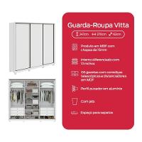 Guarda-roupa Casal 100% Mdf 3 Portas 6 Gavetas Vitta 2,70 Com Pés Branco