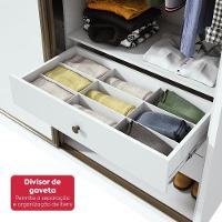 Guarda-roupa Casal 100% Mdf 3 Portas 6 Gavetas Vitta 2,70 Com Pés Branco - 8