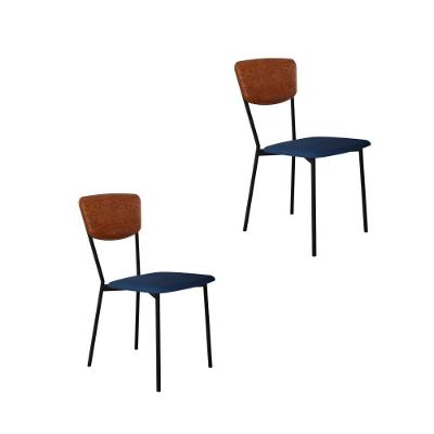 Cadeira Vintage Retrô Fixa C-4 Pés 425 X 505 X 830 Mm C-2 Un. Cy.az.jeans-cn.cml Azul Jeans-cn.caramelo