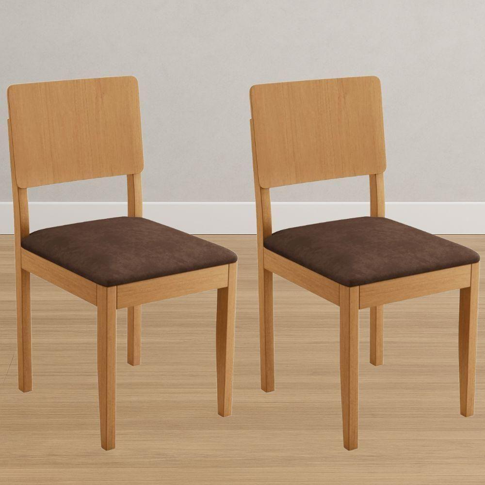 Conjunto 2 Cadeiras Jade 01 Verona Chocolate Pés Em Madeira Jcm - 2