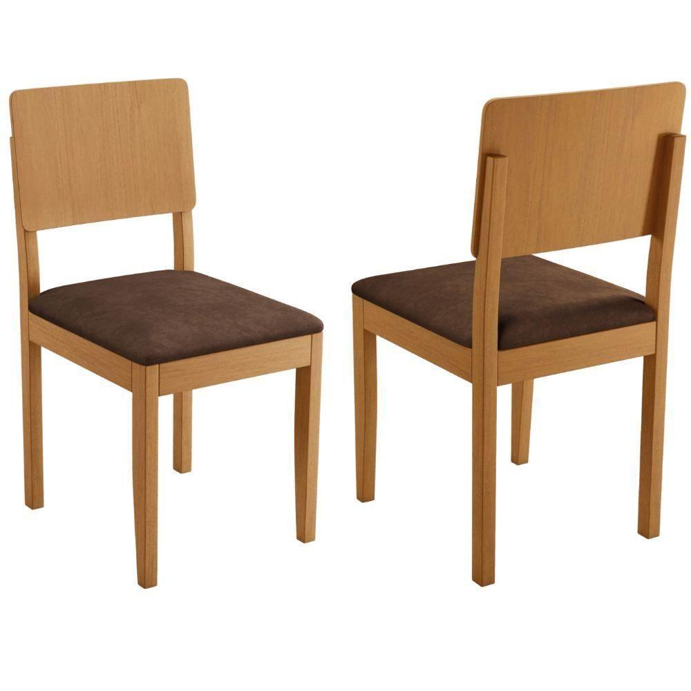 Conjunto 2 Cadeiras Jade 01 Verona Chocolate Pés Em Madeira Jcm - 4