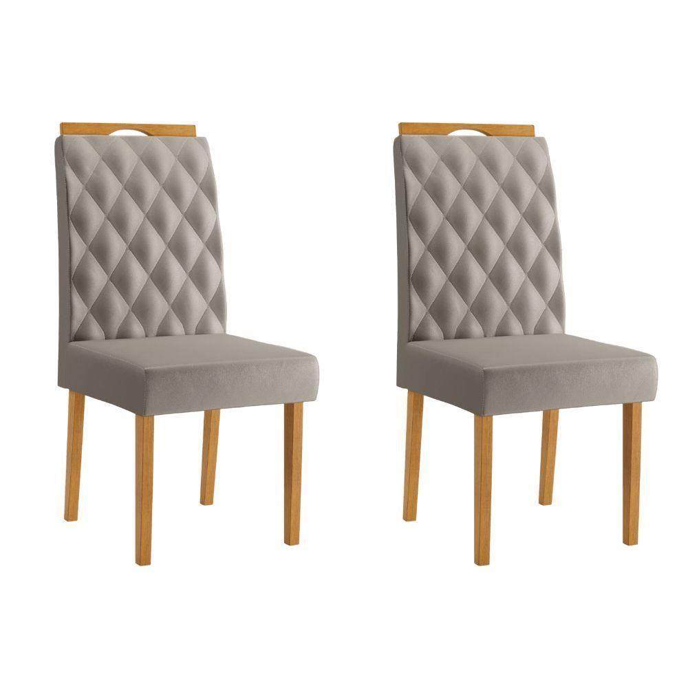 Conjunto 2 Cadeiras Rubi Veludo Bege Pés Em Madeira Jcm - 1