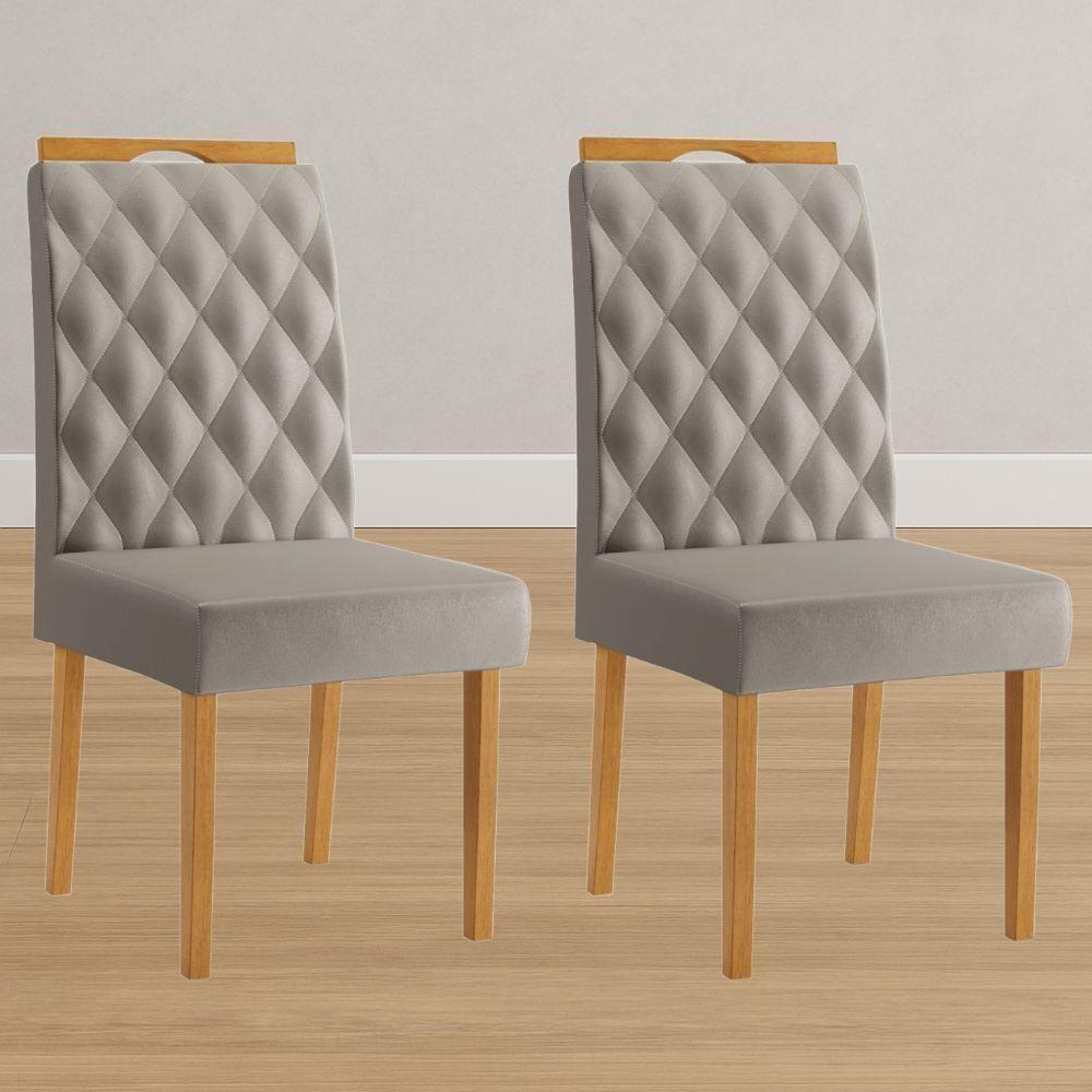 Conjunto 2 Cadeiras Rubi Veludo Bege Pés Em Madeira Jcm - 2