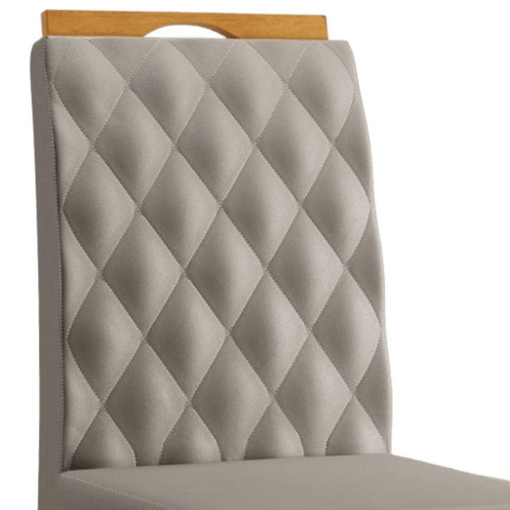 Conjunto 2 Cadeiras Rubi Veludo Bege Pés Em Madeira Jcm - 5