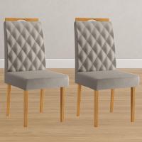 Conjunto 2 Cadeiras Rubi Veludo Bege Pés Em Madeira Jcm - 2