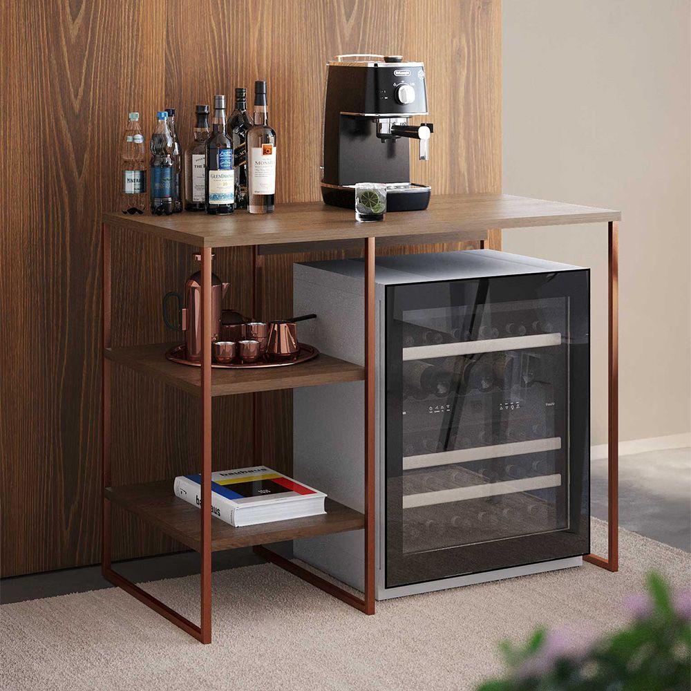 Aparador Adega Industrial Bar Barzinho Bourbon Aço Cobre E Carvalho 95 Cm - 1