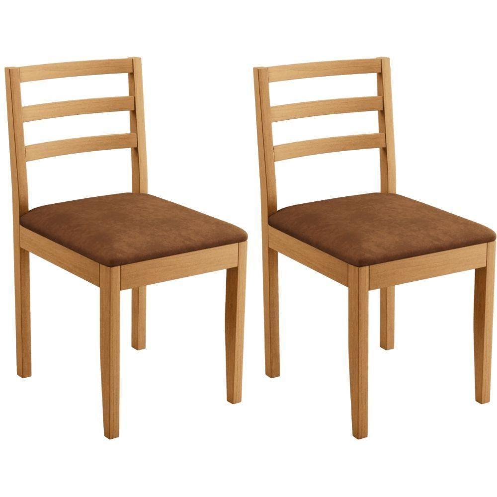 Conjunto 2 Cadeiras Jade 02 Verona Marrom Pés Em Madeira Jcm - 1