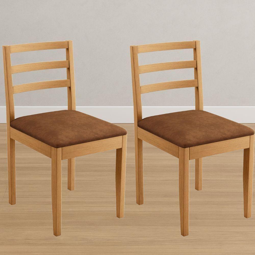 Conjunto 2 Cadeiras Jade 02 Verona Marrom Pés Em Madeira Jcm - 2